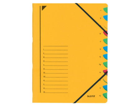 LEITZ chemise trieur, A4, carton, 12 compartiments, jaune