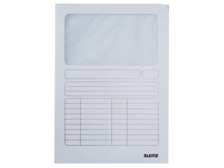 LEITZ Chemise à fenêtre, format A4, carton, blanc, 160g/m2