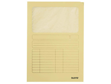 LEITZ Chemise à fenêtre, format A4, carton, jaune, 160 g/m2