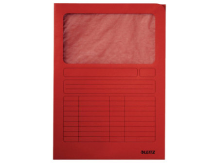 LEITZ Chemise à fenêtre, format A4, carton, rouge, 160 g/m2