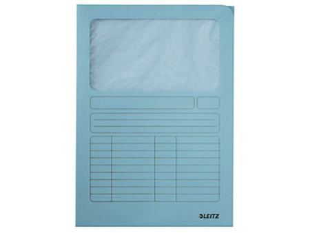 LEITZ Chemise à fenêtre, format A4, carton, bleu clair,