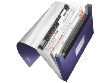 LEITZ Trieur ménager Style, A4, PP, 6 compartiments, bleu