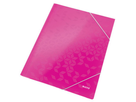LEITZ Chemise à élastique WOW, A4, carton, rose métallique