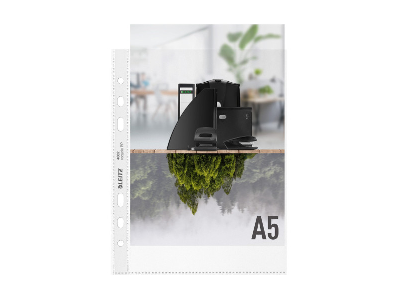 LEITZ Pochette perforée Recycle, A5, PP, grainé