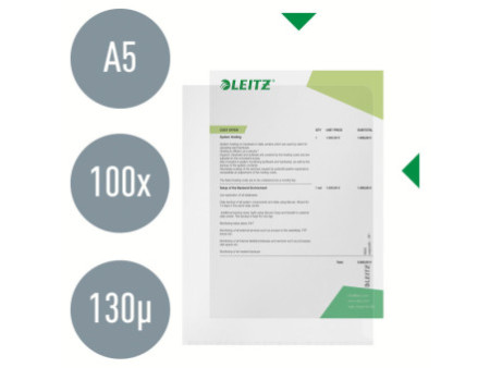 LEITZ Pochette transparente Standard, A5, PP, grainé
