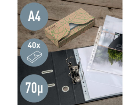 LEITZ Pochette perforée Recycle, A4, PP, grainé, 0,07 mm