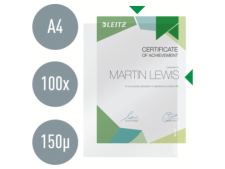 LEITZ Pochette transparente Premium, A4, PVC, transparent,