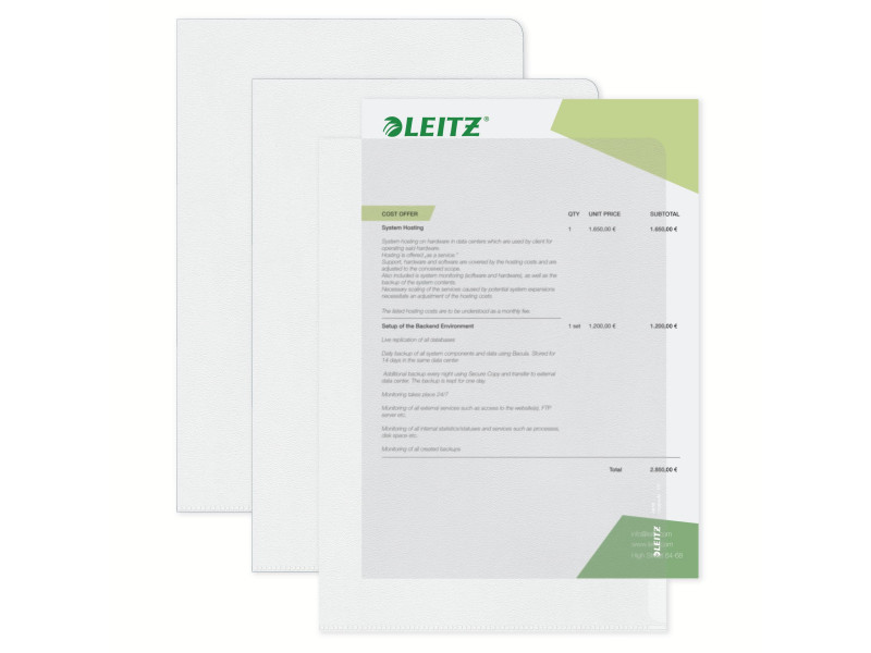 LEITZ Pochette transparente Premium, A4, PVC, transparent