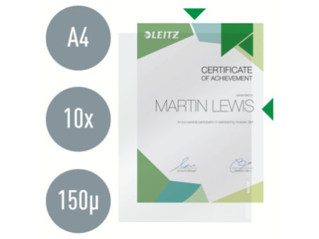 LEITZ Pochette transparente Premium, A4, PVC, transparent