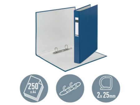 LEITZ Classeur à anneaux standard, A4+, bleu, mécanisme de