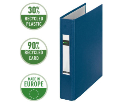 LEITZ Classeur à anneaux standard, A5, bleu, mécanisme à 2