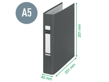 LEITZ Classeur à anneaux standard, A5, bleu, mécanisme à 2