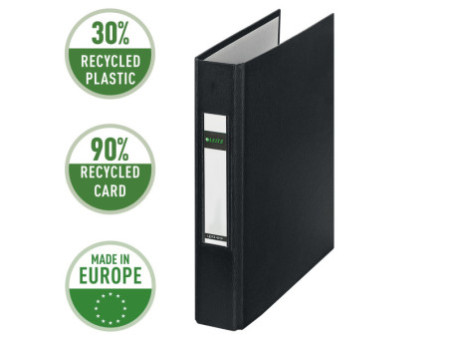 LEITZ Classeur à anneaux Standard, A5, noir, mécanisme à 2