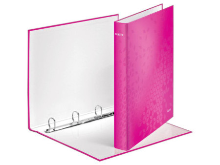 LEITZ Classeur à anneaux WOW, format A4, carton rigide, rose