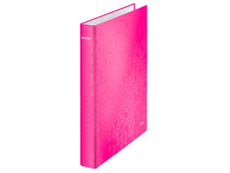 LEITZ Classeur à anneaux WOW, format A4, carton rigide, rose