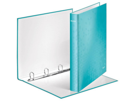 LEITZ Classeur à anneaux WOW, A4, carton rigide, bleu glacé