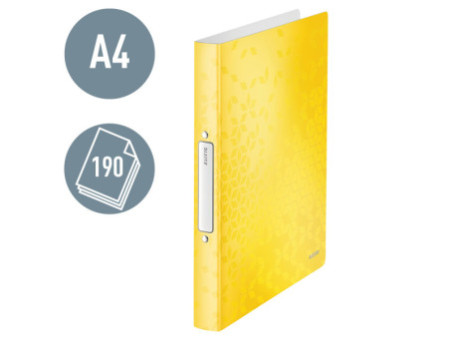 LEITZ Classeur à anneaux WOW, A4, PP, 2 anneaux, jaune
