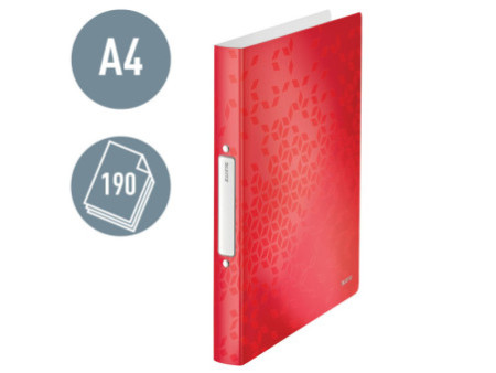 LEITZ Classeur à anneaux WOW, A4, PP, 2 anneaux, rouge