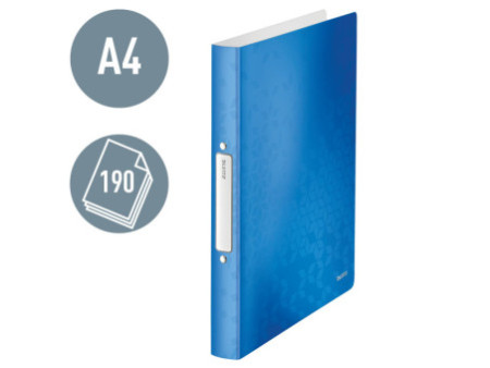 LEITZ Classeur à anneaux WOW, A4, PP, 2 anneaux, bleu