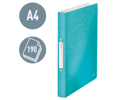 LEITZ Classeur à anneaux WOW, A4, PP, 2 anneaux, menthe