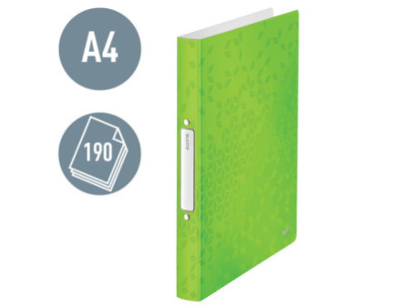 LEITZ Classeur à anneaux WOW, A4, PP, 2 anneaux, vert