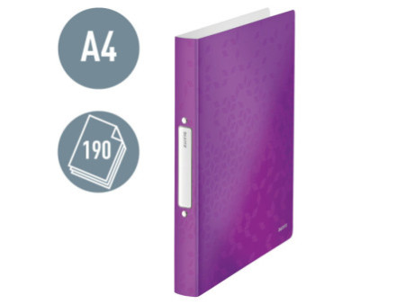 LEITZ Classeur à anneaux WOW, A4, PP, 2 anneaux, violet