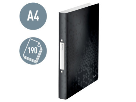 LEITZ Classeur à anneaux WOW, A4, PP, 2 anneaux, noir