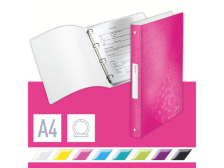 LEITZ Classeur à anneaux WOW, A4, PP, rose métallisé