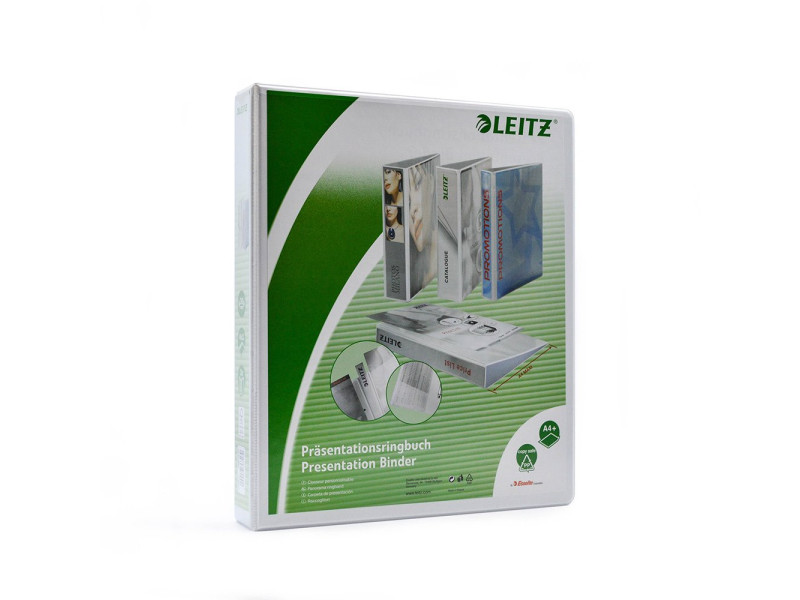 LEITZ Classeur de présentation à anneaux, format A4+, blanc,