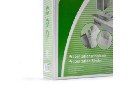 LEITZ Classeur de présentation à anneaux, format A4+, blanc,