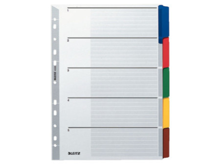 LEITZ Intercalaires en carton mylar, blanc, A4, gris, 5
