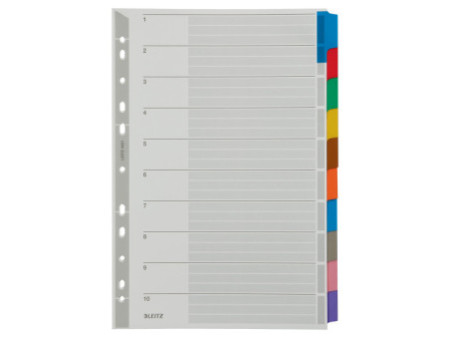 LEITZ Intercalaires en carton mylar, blanc, A4, gris, 10