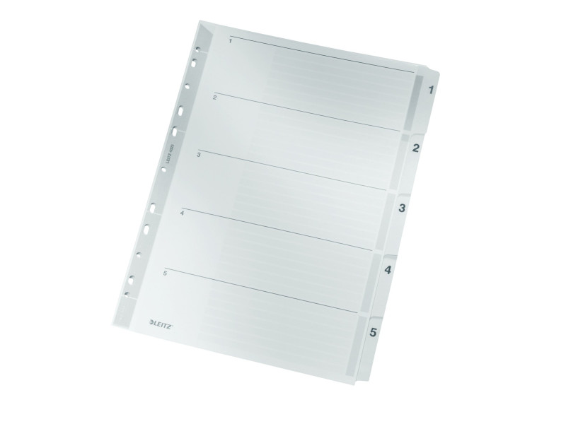 LEITZ Intercalaires en carton mylar, chiffres, A4, 1-5, gris