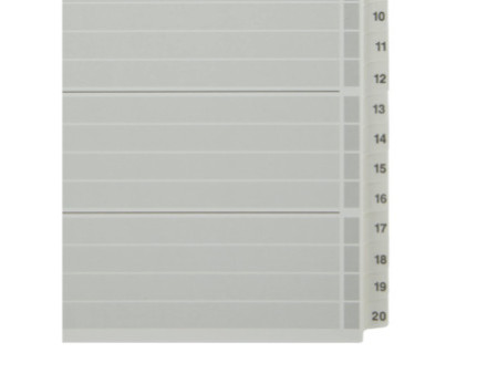 LEITZ Intercalaires en carton mylar, chiffres ,A4, 1-20,gris