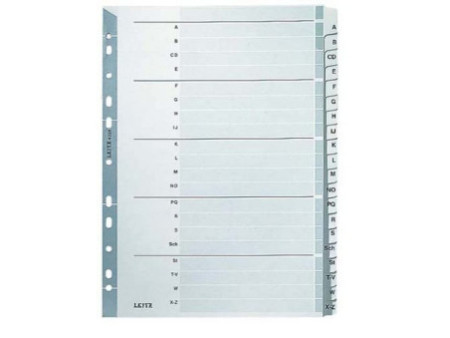 LEITZ Intercalaires, mylar, carton, A-Z, A4, 20 touches,gris