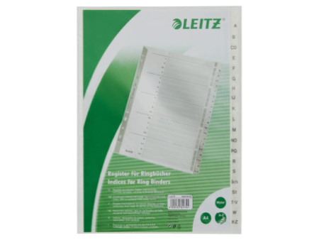 LEITZ Intercalaires, mylar, carton, A-Z, A4, 20 touches,gris