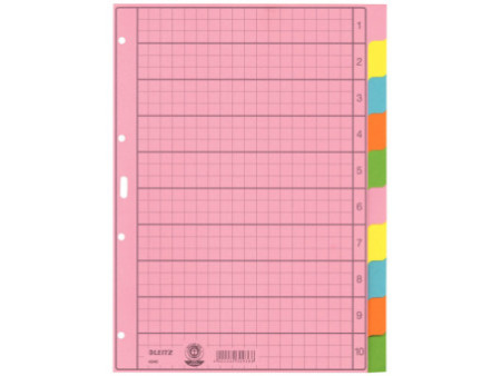 LEITZ Intercalaires en papier naturel, blanc, A4, 10 touches