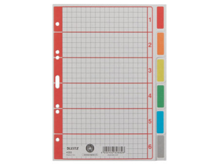 LEITZ Intercalaires en carton extra solide, en blanc, A5, 6