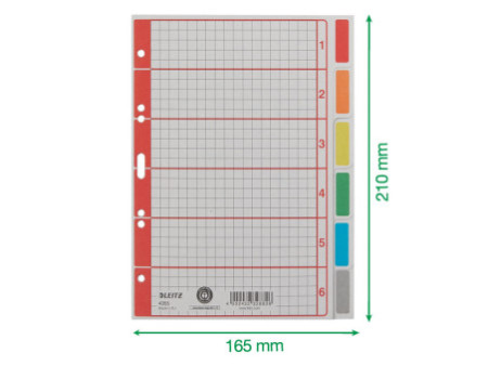 LEITZ Intercalaires en carton extra solide, en blanc, A5, 6