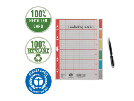 LEITZ Intercalaires en carton extra solide, en blanc, A5, 6