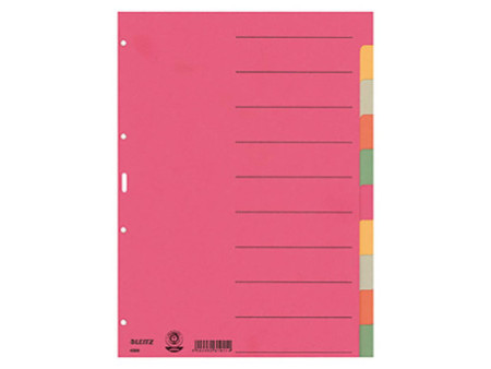 LEITZ Intercalaires en carton extra solide, blanc, A4, 10