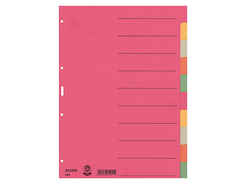 LEITZ Intercalaires en carton extra solide, blanc, A4, 10