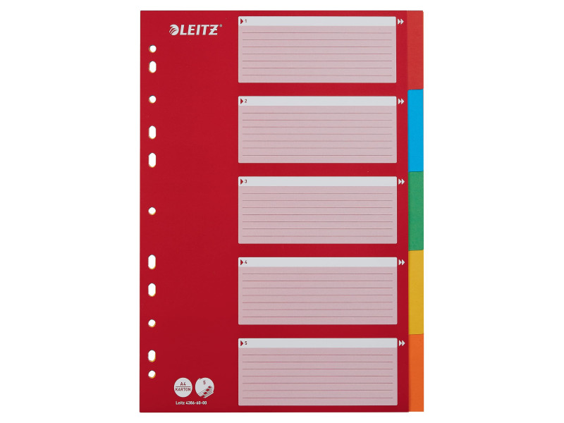 LEITZ Intercalaires en carton, blanc, A4, 5 positions,