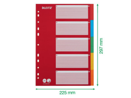 LEITZ Intercalaires en carton, blanc, A4, 5 positions,