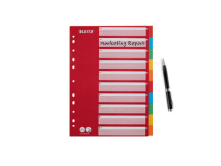 LEITZ Intercalaires en carton, blanc, A4, 10 touches,