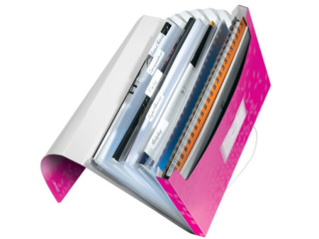 LEITZ Trieur ménager WOW, A4, PP, 6 compartiments, rose