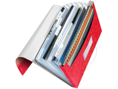 LEITZ Trieur ménager WOW, A4, PP, 6 compartiments, rouge