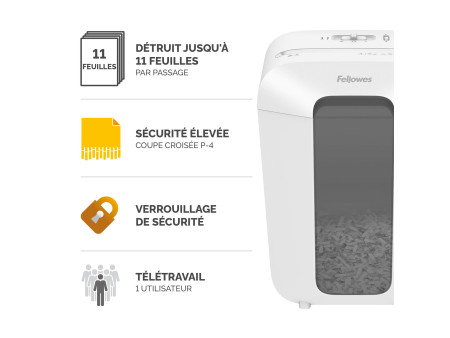 Fellowes Destructeur de documents Powershred LX70, blanc