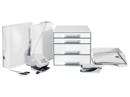 LEITZ Chemise de rangement WOW, A4, PP, blance métallisé