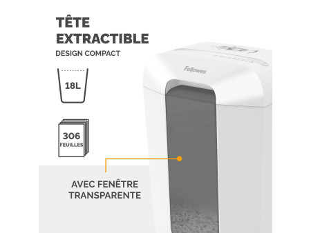 Fellowes Destructeur de documents Powershred LX70, blanc
